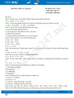 Bộ 5 đề kiểm tra 1 tiết môn Hóa học 12 có đáp án năm 2020 Trường THPT An Thạnh 3