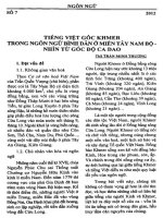 Tiếng Việt gốc Khmer trong ngôn ngữ bình dân ở miền Tây Nam Bộ - Nhìn từ góc độ ca dao