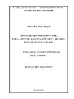 Công nghệ biến tính keo UF (urea formaldehyde) bằng PVA (polyvinyl alcohol) dùng để sản xuất ván dán  (study on modification of the urea formaldehyde (UF) 