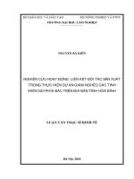 Nghiên cứu hoạt động liên kết đối tác sản xuất trong thực hiện dự án giảm nghèo các tỉnh miền núi phía bắc trên địa bàn tỉnh hoà bình 