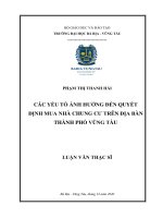 Luận văn Thạc sĩ Kinh tế: Các yếu tố ảnh hưởng đến quyết định mua nhà chung cư trên địa bàn thành phố Vũng Tàu