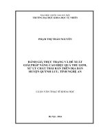 Đánh giá thực trạng và đề xuất giải pháp nâng cao hiệu quả thu gom, xử lý chất thải rắn trên địa bàn huyện Quỳnh Lưu, tỉnh Nghệ An