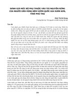 ĐÁNH GIÁ MỨC ĐỘ PHỤ THUỘC VÀO TÀI NGUYÊN RỪNG CỦA NGƯỜI DÂN VÙNG ĐỆM VƯỜN QUỐC GIA XUÂN SƠN, TỈNH PHÚ THỌ