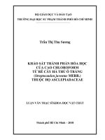 Luận văn thạc sĩ khảo sát thành phần hóa học của cao chloroform từ rễ cây hà thủ ô trắng 