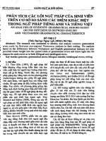 Phân tích các lỗi ngữ pháp của sinh viên trên cơ sở so sánh các điểm khác biệt trong ngữ pháp tiếng Anh và tiếng Việt