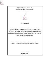 Tóm tắt luận văn Thạc sĩ Y tế công cộng: Đánh giá thực trạng tuân thủ và nhu cầu tư vấn chăm sóc răng miệng của người bệnh nhổ răng số 8 mọc lệch tại Bệnh viện Hữu nghị Việt Nam –