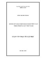 Đăng ký giao dịch bảo đảm tiền vay theo pháp luật Việt Nam