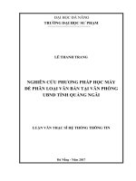 Nghiên cứu phương pháp học máy để phân loại văn bản tại văn phòng ubnd tỉnh quảng ngãi  
