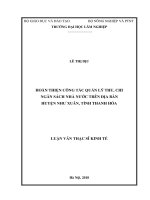 Hoàn thiện công tác quản lý thu, chi ngân sách nhà nước trên địa bàn huyện như xuân, tỉnh thanh hóa 