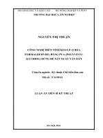 Công nghệ biến tính keo UF (urea formaldehyde) bằng PVA (polyvinyl alcohol) dùng để sản xuất ván dán  (study on modification of the urea formaldehyde (UF) 