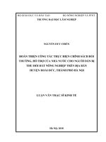 Hoàn thiện công tác thực hiện chính sách bồi thường, hỗ trợ của nhà nước cho người dân bị thu hồi đất nông nghiệp trên địa bàn huyện hoài đức, thành phố hà nội 