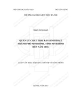 Tóm tắt Luận văn Thạc sĩ Quản lý đô thị và công trình: Quản lý chất thải rắn sinh hoạt thành phố Ninh Bình, tỉnh Ninh Bình đến năm 2030