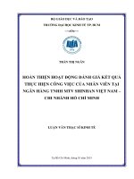 Luận văn Thạc sĩ Kinh tế: Giải pháp hoàn thiện công tác đánh giá kết quả thực hiện công việc của nhân viên tại Ngân hàng TNHH MTV Shinhan Việt Nam - Chi nhánh Tp. HCM