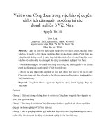 Vai trò của Công đoàn trong việc bảo vệ quyền và lợi ích của người lao động tại các doanh nghiệp ở Việt Nam