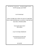 Nâng cao hiệu quả công tác quản lý thuế đối với cá nhân kinh doanh tại chi cục thuế huyện mai châu, tỉnh hoà bình 
