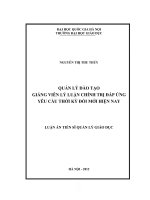 Quản lý đào tạo giảng viên lý luận chính trị đáp ứng yêu cầu thời kỳ đổi mới hiện nay 