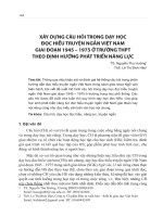 Xây dựng câu hỏi trong dạy học đọc hiểu truyện ngắn Việt Nam giai đoạn 1945 – 1975 ở trường THPT theo định hướng phát triển năng lực