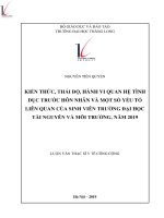 Tóm tắt luận văn Thạc sĩ Y tế công cộng: Kiến thức, thái độ, hành vi quan hệ tình dục trước hôn nhân và một số yếu tố liên quan của sinh viên trường Đại học Tài nguyên và Môi