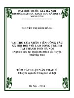 Vai trò của nhân viên công tác xã hội đối với lao động trẻ em tại thành phố Hà Nội