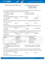 Đề kiểm tra 1 tiết Chương 3 môn Hóa học 12 năm 2020 Trường THPT Nguyễn Hùng Sơn
