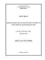 Đánh giá tiềm năng tài nguyên nhân văn phục vụ phát triển du lịch tỉnh quảng trị  