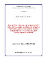 Luận văn Thạc sĩ Kinh tế: Ảnh hưởng của chi phí sử dụng phần mềm kế toán đến quyết định sử dụng phần mềm kế toán ở các doanh nghiệp nhỏ và vừa trên địa bàn thành phố Hồ Chí Minh