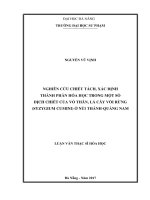Nghiên cứu chiết tách, xác định thành phần hóa học trong một số dịch chiết của vỏ thân, lá cây vối rừng (syzygium cumini) ở núi thành quảng nam   