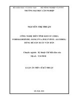 Công nghệ biến tính keo UF (urea formaldehyde) bằng PVA (polyvinyl alcohol) dùng để sản xuất ván dán  (study on modification of the urea formaldehyde (UF) 