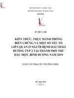 Tóm tắt luận văn Thạc sĩ Y tế công cộng: Kiến thức, thực hành phòng biến chứng và một số yếu tố liên quan ở người bệnh đái tháo đường týp 2 tại thành phố Thủ Dầu Một, Bình Dương