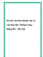 Di sản văn hóa thành văn và văn hóa đọc Thăng Long – Đông Đô – Hà Nội