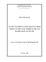 Tự chủ tài chính và công khai tài chính trong các đơn vị sự nghiệp có thu tại Đại học Quốc gia Hà Nội