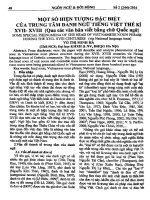 Một số hiện tượng đặc biệt của trung tâm danh ngữ Tiếng Việt thế kỉ XVII-XVIII (quan các văn bản viết bằng chữ Quốc ngữ)