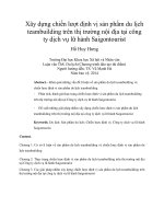 Xây dựng chiến lượt định vị sản phẩm du lịch teambuilding trên thị trường nội địa tại công ty dịch vụ lữ hành Saigontourist