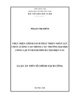thực hiện chính sách phát triển nhân lực chất lượng cao trong các trường đại học công lập ở thành phố hà nội hiện nay 