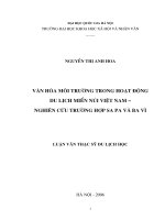 Văn hóa môi trường trong hoạt động du lịch miền núi Việt Nam - nghiên cứu trường hợp Sa Pa và Ba Vì