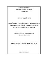Nghiên cứu tình hình hoạt động du lịch ở huyện đảo lý sơn, tỉnh quảng ngãi và đề xuất một số giải pháp   