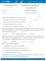 Đề kiểm tra 1 tiết giữa HK2 môn Vật lý 12 trường THPT Hải Lăng- Quảng Trị có đáp án