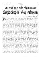 Vai trò đạo đức cách mạng của người cán bộ chủ chốt cấp cơ sở hiện nay