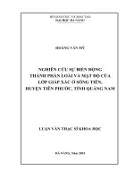 Nghiên cứu sự biến động thành phần loài và mật độ của lớp giáp xác ở sông tiên, huyện tiên phước, tỉnh quảng nam      