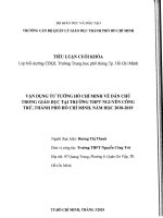 Vận dụng tư tưởng hồ chí minh về dân chủ trong giáo dục tại trường THPT nguyễn công trứ thành phố hồ chí minh 