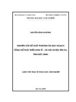 Nghiên cứu đề xuất phương án quy hoạch tổng thể phát triển kinh tế   xã hội huyện tiên du, tỉnh bắc ninh 