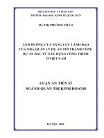 Ảnh hưởng của năng lực lãnh đạo của nhà quản lý dự án tới thành công dự án đầu tư xây dựng công trình ở Việt Nam