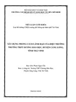 xây dựng phong cách lãnh đạo của hiệu trưởng trường THPT dương háo học, huyện càng long, tỉnh trà vinh 