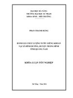 Đánh giá chất lượng nước giếng khoan tại xã bình dương, huyện thăng bình, tỉnh quảng nam   