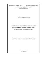 Nghiên cứu đề xuất những nội dung cơ bản quy hoạch bảo vệ và phát triển rừng huyện mường nhé, tỉnh điện biên 