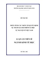 Phân tích các nhân tố quyết định sự tham gia bảo hiểm xã hội tự nguyện ở việt nam 