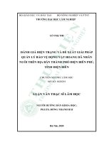 Đánh giá hiện trạng và đề xuất giải pháp quản lý bảo vệ động vật hoang dã nhân nuôi trên địa bàn thành phố Điện Biên Phủ, tỉnh Điện Biên