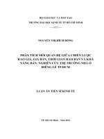 (Luận án tiến sĩ file word) Phân tích mối quan hệ giữa chiến lược rao giá, giá bán, thời gian rao bán và khả năng bán. Nghiên cứu thị trường nhà ở riêng lẻ TP.HCM