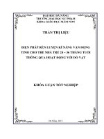 Biện pháp rèn luyện kĩ năng vận động tinh cho trẻ nhà trẻ 24 36 tháng tuổi thông qua hoạt động với đồ vật  