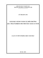 (Luận án tiến sĩ) Giáo dục hành vi bảo vệ môi trường qua trải nghiệm cho trẻ mẫu giáo 4 5 tuổi